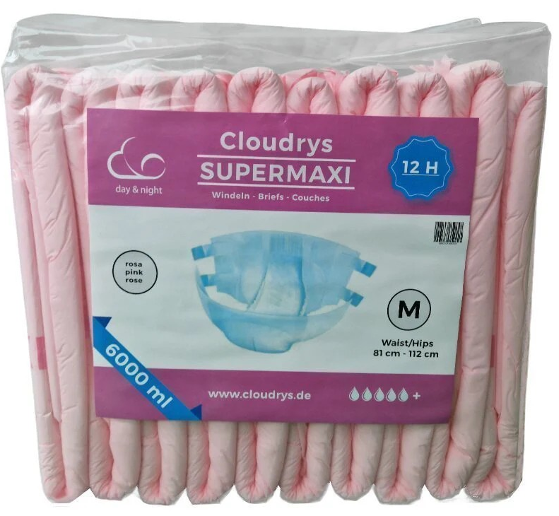 Paquet de 10 couches ABDL Pink CLOUDRYS Super Maxi (frais de port offerts)